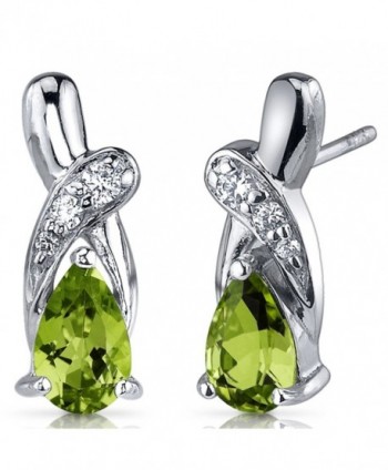 Peridot Earrings Sterling Silver Tear Drop CZ Accent 1.50 Carats - C0116NSDWH3