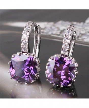 GULICX Electroplated Amethyst Zirconia Earrings in Women's Hoop Earrings