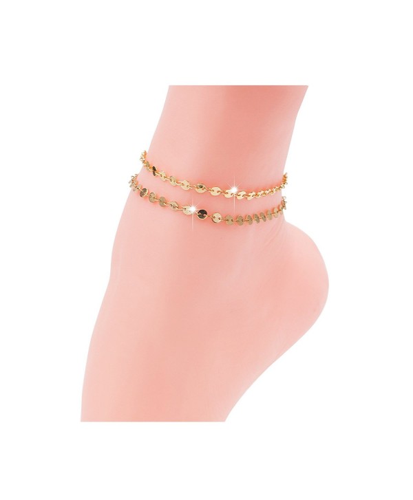 Sundear Golden Layered Coin Anklet Sequins Armlet for Women - Gold Coin Anklet - C9184HXDGKZ