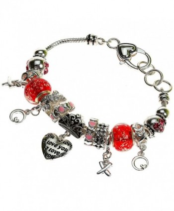 Lova Jewelry Silvertone and Red "I Love You" Charm Heart Bracelet - CD11VQ73I5H