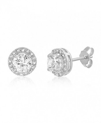 Lesa Michele 1/10 Cttw Genuine Diamond & Lab Created White Sapphire Stud Earring - CB1882C9Y7U