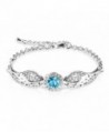 Queenees "Angel Wings" Swarovski Crystal Bangle Bracelet Love Desinged Jewelry- 7" - Blue - CJ12HDVWG11