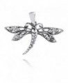 Swirl Filigree Wings Dragonfly .925 Sterling Silver Pendant - CA11JYXY6KB