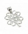 925 Sterling Silver Open Design Trinity Knot Lucky Four-Leaf Clover Charm Pendant - C3127RWSW73