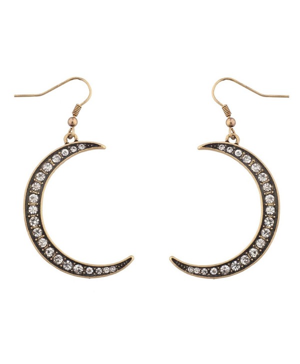 Lux Accessories Galaxy Crescent Moon Pave Crystal Dangle Earrings - CO11WUVX4WP