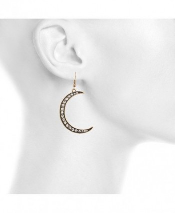 Lux Accessories Crescent Crystal Earrings