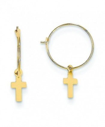 14K Yellow Gold Endless Hoop Cross Earrings Jewelry - CW113D9SWLB