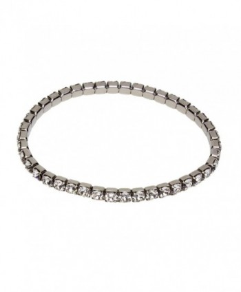 Designs by Nathan- Rhodium Plated Stretch Tennis Bracelet- 4mm Round Brilliant Crystals from Swarovski - CG12188F83N