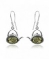 Sterling Silver Green Amber Tea Kettle Hook Earrings - CN11FIIY5FR