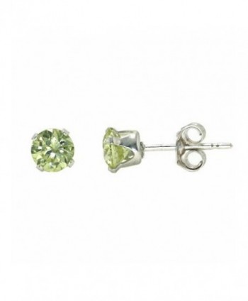 Sterling Silver Light Green 3mm Round Cubic Zirconia CZ Stud Earrings - CM115OX2LLB