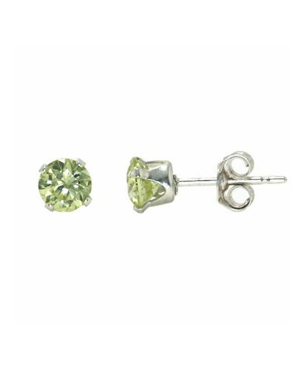 Sterling Silver Light Green 3mm Round Cubic Zirconia CZ Stud Earrings - CM115OX2LLB