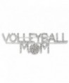 Proud Volleyball Mom Silver Tone Pave Clear Crystal Script Pin Brooch Sport - CG11QI5Q62T