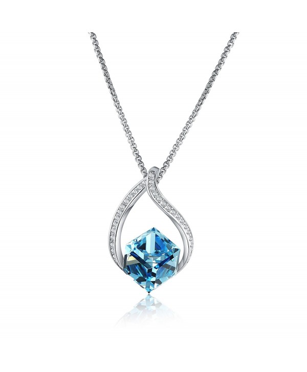 Mevecco Womens Necklace with Swarovski Crystal Change Color Dangle Pendant Fashion Jewelry - Aqua - C5185S7IOMZ