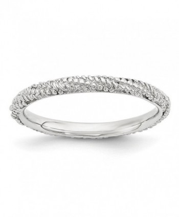 2.25mm Rhodium Plated Sterling Silver Stackable Textured Band - CY12K7JFN7Z