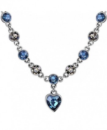 Love Heart Necklace with Swarovski Crystal Adjustable Choker Necklace Valentine's Day gift Gift - Blue - CH186OXAIXA