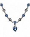 Love Heart Necklace with Swarovski Crystal Adjustable Choker Necklace Valentine's Day gift Gift - Blue - CH186OXAIXA
