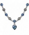 Love Heart Necklace with Swarovski Crystal Adjustable Choker Necklace Valentine's Day gift Gift - Blue - CH186OXAIXA