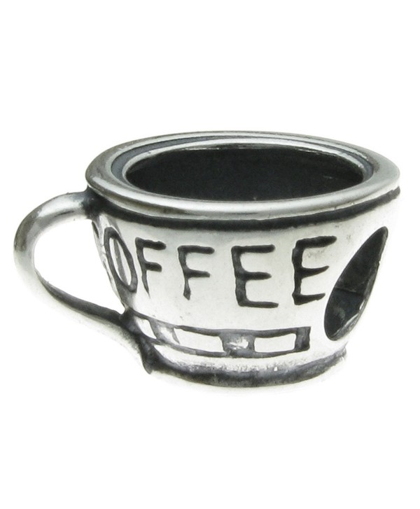 Sterling Silver Coffee Cup Mug Bead Charm for European Story Charm 3mm Snake Chain Bracelets - CT114CZN1PR