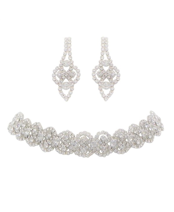 Rosemarie Collections Women's Crystal Statement Choker Necklace and Earrings Set - CC17XSY7SWU