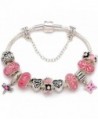 A Garden Of Love Grows In A Mother's Heart Pink Flower Bead Charm Silver-tone Bracelet - CQ124TTPQP3