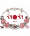 Mothers Bead Charm Silver tone Bracelet