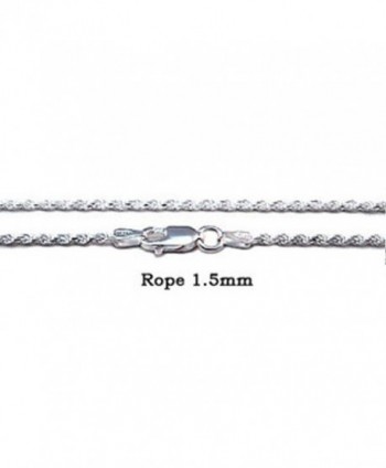 Sterling Silver 1.5MM Diamond Cut Rope Chain with Lobster Clasp Closure - C711ZQR8OJX