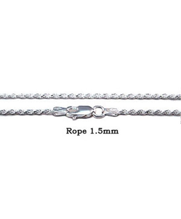 Sterling Silver 1.5MM Diamond Cut Rope Chain with Lobster Clasp Closure - C711ZQR8OJX