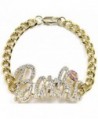 Barbie Iced Out ID Style Bracelet Gold Color With Pink Lips - CB110Z1S9B3