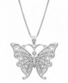 Sterling Silver Butterfly Necklace Pendant with Filigree Wings with 18" Box Chain - CI119FNY5ZV