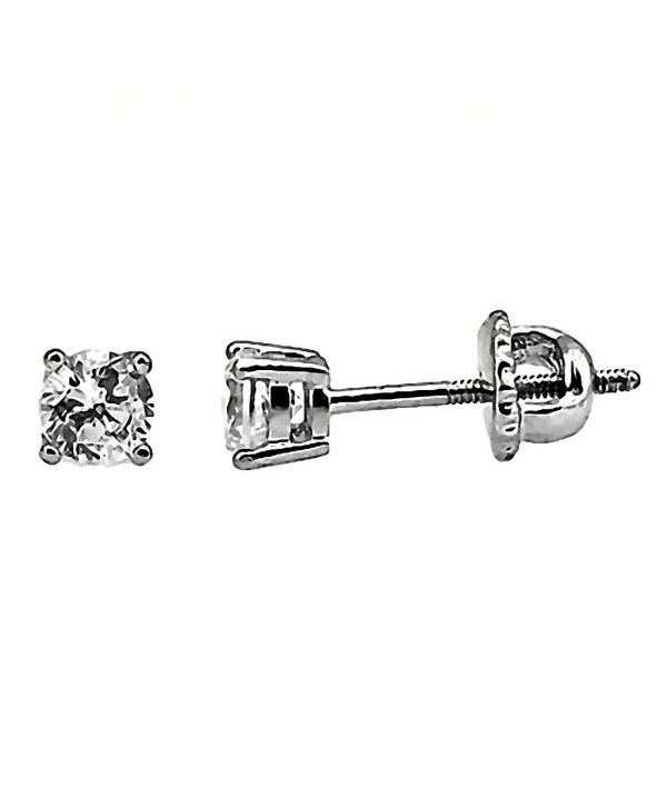 Candi: 4mm- 0.50ct Brilliant Cut Ice on Fire CZ Screw-Back Stud Earrings 925 Sterling Silver- 3118A - CM11GV0B2ST