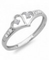 0.15 Carat (ctw) Sterling Silver Round White Diamond Ladies Promise Double Heart Love Engagement Ring - CY11CA9Z67R