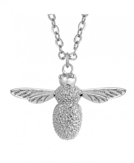 Fancilla Dainty Bumble Bee Pendant Necklace for Women in Gold/Silver Tone- 18" - Silver - CF183SEC20A