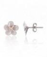 Sterling Plumeria Hawaiian Zirconia Earrings