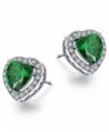 Caperci Sterling Silver Created Emerald Heart Shape Earrings Studs for Women - Valentines Day Gift to Her - C112N184OE4