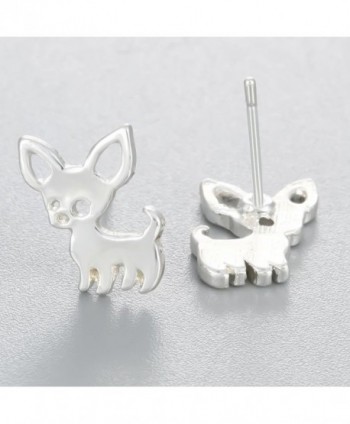 Cute chihuahua stud earrings silver