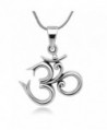 Sterling Silver 19 mm Aum Om Ohm Sanskrit Symbol Yoga Charm Pendant Necklace 18'' - CQ11WYKV19Z