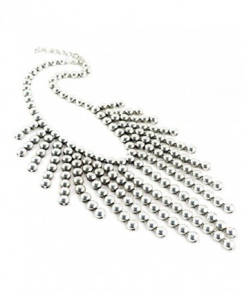 Huan Xun Women's Chunky Bubble Bead Chain Fringe Collar Necklace - CS11BEPXI83