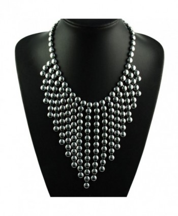 Womens Beaded Fringe Collar Necklace