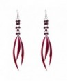 lureme Bohemian Jewelry Feather Earrings Tassel with Beads Decoration for Women Girls (er005298) - Burgundy - CZ12MXCU7PW