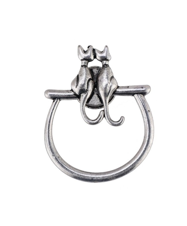 NOUMANDA Antique Silver Two Cats Magnetic Brooch Eyeglass Holder Fashion Charm Retro Animal Jewelry - C6189C8D4RX