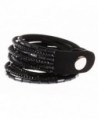 RoseSummer Fashion Leather Wrap Wristband Cuff Punk Crystal Rhinestone Bracelet Bangle - Black - C612H2UE2MT