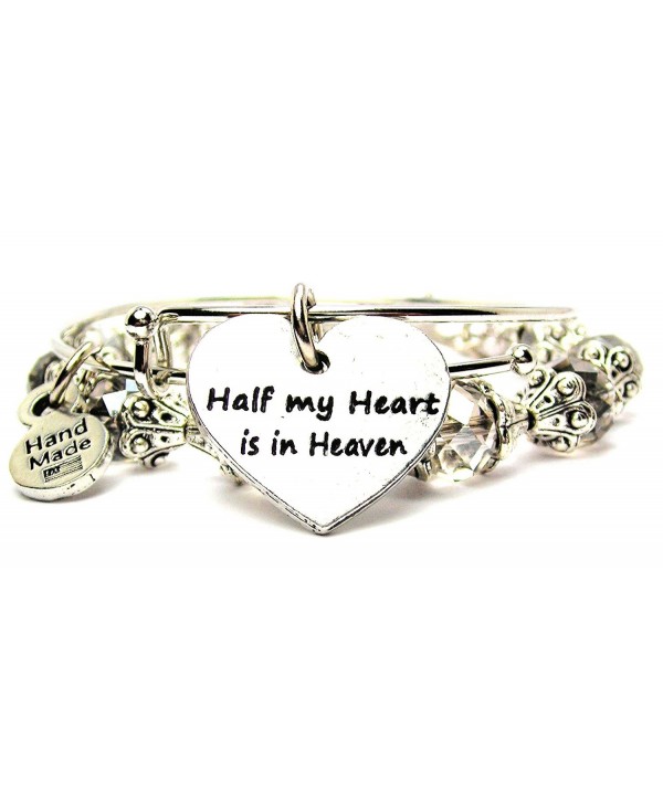 2 Piece Set Half My Heart Is in Heaven Bangle Bracelet Collection - C611P1IB2BJ