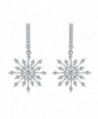 EleQueen 925 Sterling Silver Winter Snowflake Bridal Drop Earrings - CS12N8YM9IZ