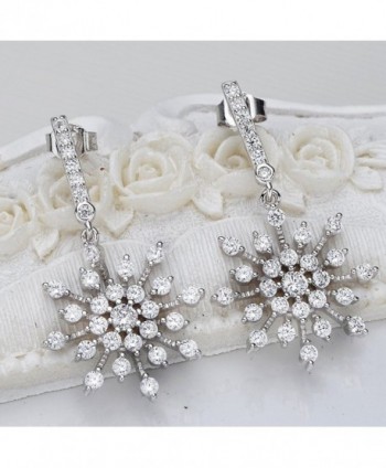 EleQueen Sterling Zirconia Snowflake Earrings