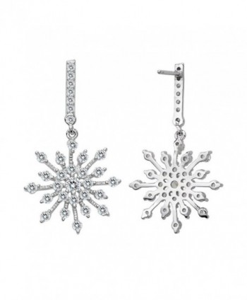 EleQueen Sterling Zirconia Snowflake Earrings in Women's Drop & Dangle Earrings