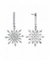 EleQueen Sterling Zirconia Snowflake Earrings in Women's Drop & Dangle Earrings