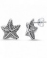 12mm Starfish Earrings 925 Sterling Silver Simple Plain Starfish Stud Nautical Jewelry - Sterling Silver - CH17Z3ZNSU6