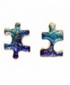 Puzzle Piece Galaxy Universe Print Jewelry Stud Necklace Earrings - CW1275IWSV5
