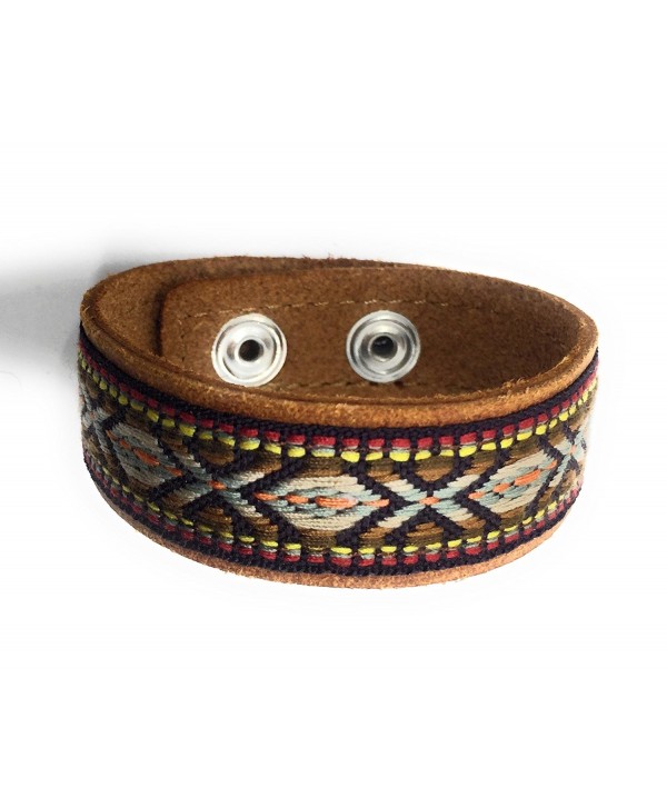 Most Wanted Cuff Leather Embroidered Bracelet - Leather - CU12NAF2N92