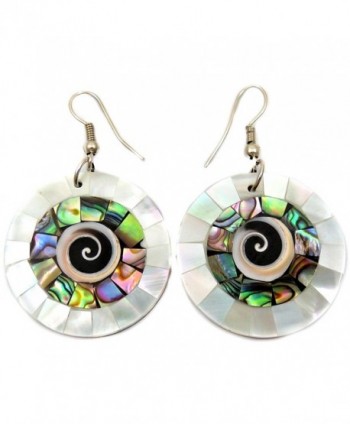 Paua Abalone Shell Mother of Pearl Shiva Eye Dangle earrings CA285-A - CX185DL5ADQ